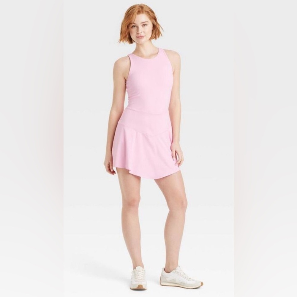 JoyLab Women's Scallop Detail Active Dress Light Pink Size L